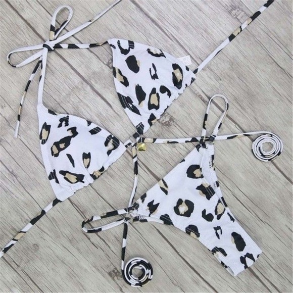 ❣️"Fiona Glam" Strappy Bikini in White Leopard - Picture 4 of 8